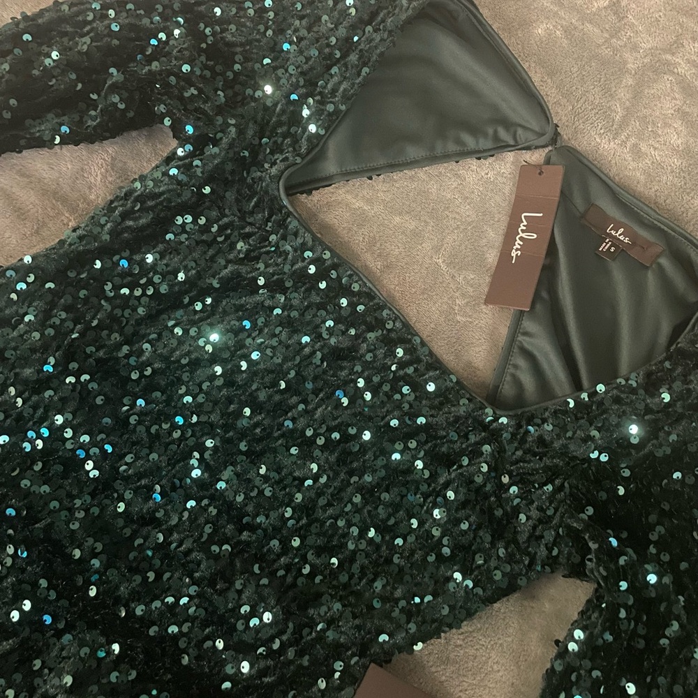 Lulu's Teal Sequin Mini Dress
